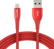 Amazon Basics Double Nylon Braided USB-A Cable 10-Foot, 12-Pack - Red
