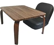 Traditional Japanese Floor Table & Floor Chair Study Table Computer Desk Cofee Table Tea Table (Walnut Table with Black Chair)