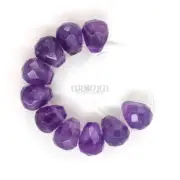 10 Natural Purple Amethyst Faceted Teardrop Briolette Beads ap. 9x11mm #15191