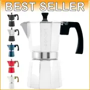 Premium Milano Moka Pot Stovetop Espresso Coffee Maker - 6 Cups, Silver Finish