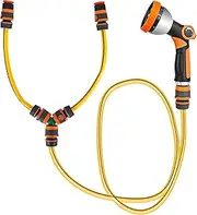 Outdoor Dog Shower Hose for Outside Tap, 13pcs Dog Shower Kit 2 in 1 Hot and Cold Tap Connector, Garden Hose Pipe and Garden Hose Gun Sprayer for Muddy Dog Washer and use in Gardens