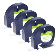 4PK For DYMO LetraTag Plus LT-100H Tape Refills 91330 Label White Paper 1/2in