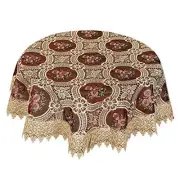 Small Vintage Burgundy Lace Tablecloth for Coffee Table Round 36 Inch