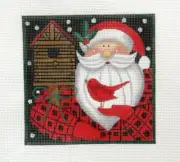Maggie Stephanie Stouffer Christmas Santa & Birds Handpainted Needlepoint Canvas