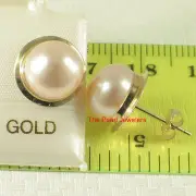 AAA 9–9.5 mm High Luster Pink-Peach Cultured Pearl Encircle Stud Earrings