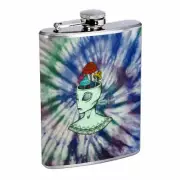 Tie Dye Alien Em1 Flask 8oz Stainless Steel Hip Drinking Whiskey