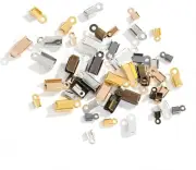 400 Pieces Fold over Cord Ends Cord Crimp End Tips Fold-Over End Caps Leather Ri