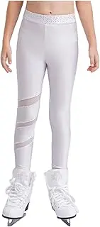 [Hedmy] Girls' Ice Skating Tights Kids Sparkle Rhinestones High Waist Leggings Pants for Figure Skating Training