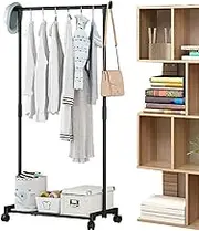 Clothes Rack,Rolling Garment Holder with Wheels | Multi-Functional Clothes Organizer Rack for Bedroom Laundry Garage Nursery Dorm Closet Commercial Bathroom