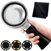 10X Lighted Magnifying Glass Stand Loupe Reading Magnifier Glasses 12 SMD LEDs