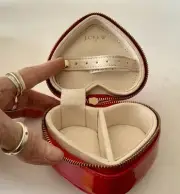 NWT J.CREW HEART SHAPED JEWELRY CASE RED PATENT