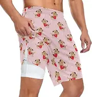[ZZXXB] Dalmatian Dog Sweet Love Athletic Shorts for Men with Pockets 2 in 1 Quick Dry Running Shorts S-3XL
