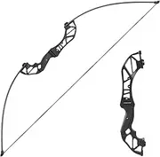 TOPARCHERY Archery Takedown Recurve Bow Hunting Long Bow Alloy Riser - Right Hand Black - Draw Weight 30lbs 40lbs - with Arrow Sight, Arrow Brush