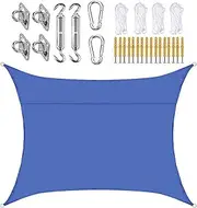 JYHCD Rectangle Waterproof Sun Shade Sail UPF50+ Canopy Awning Shelter with Hardware Kit, 98% UV Blockage and Water Resistant 2 x 4m Outdoor Sunshade for Backyard Lawn Patio Garden Carport,Blue