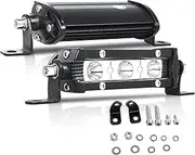 AUXTINGS 2 Pieces 4 inch 15W Ultra Slim Single Row LED Light Bar Spot Flood Beam with Mounting Bracket for Vehicle Trucks SUV ATV UTV Boat Lights, 12V 24V Waterproof