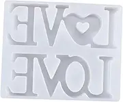 KALLORY 1pc Love Silicone Mold Sign Die Epoxy Keychain for up Letters Marquee Topper Epoxy Cake Mold LED Letter Lights Making Decor Of The Lid DIY Epoxy Cake White