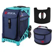 Zuca Sport Bag - Midnight with Seat Cover and Lunchbox (Turquoise Frame)