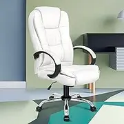ALFORDSON Office Chair Ergonomic Computer Chair Executive Leather Chair Swivel Home Desk Chair,White