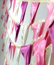 47 Flags 32Ft Pink Satin Fabric Bunting for a Party & Room Décor FREE SHIPPING