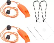 2X Survival Whistle and 2X Signal Mirror - Outdoor Survival Kit Rescue Flash Mir