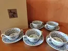 Ryumine Kiln Soup Cup & Saucer Set Arabesque Design for 5 Pieces