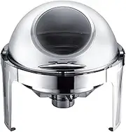 Long Chafing Dishes with Window Gold Chafers Roll Top Buffet Chafing Food Warmers for Wedding,Parties,Banquet (Stainless Steel Round Chafer)