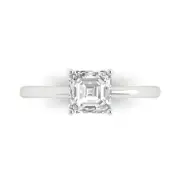 0.9ct Asscher Cut Solitaire Statement Promise Designer Ring 14k White Gold
