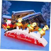 10 FT Christmas Inflatables, Santa Sleigh with Christmas Outdoor Reindeer