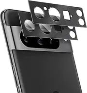 (2 Pack) T Tersely Camera Lens Protector for Google Pixel 8 Pro(6.7inch 2023), Alloy Metal Camera Cover with Tempered Glass Screen Protector Accessories,Scratch Resistant,Easy to Install - Black