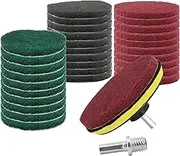 AcbbMNS 33pcs 5 Inch Drill Brush Set, Power Tile Scrubber Scouring Pads, Household Cleaning Kit Include Backing Pad and Drill Attachment, 3 Different Stiffness, 10pcs Each of Red, Gray, Green