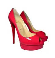Christian Louboutin NIB Lady Peep 150 Patent Platform Heels Pumps 39.5 Begonia