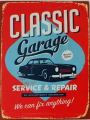 Vintage Retro Canvas Print on Frame - Classic Garage Racing Rail Road Train