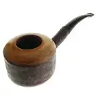 Fat Bottomed Briar Knickerbocker Pipe with Natural Bark Finish Screw in Stem Han