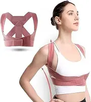 Back Brace Posture Corrector for Women: Shoulder Straightener Adjustable Full Back Support Upper and Lower Back Pain Relief - Scoliosis Hunchback Hump Thoracic Spine Corrector Pink （L）