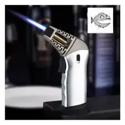 Jet Lighter Trigger Gun Welding Torch Windproof Refillable Baking 6” Flame -SLVR