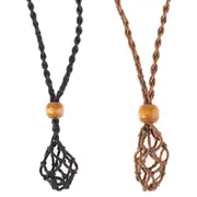 S Size Empty Stone Holder Necklace Crystal Quartz Gemstone Cage Rope Cord