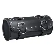 Motorcycle Leather Black Tool Saddle Bag Pannier Handlebar Roll Barrel Saddlebag