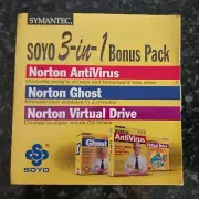 NEW Symantec Soyo 3In 1 Bonus Pack Norton AntiVirus, Ghost & Virtual Drive PC CD