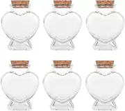 Decorative Glass Bottles with Cork Stoppers (80 Ml Heart-Shaped Bottles / 6 Pcs)