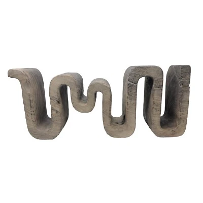 Modern Live Edge Book Magazine Rack Shelf Squiggle Zig Zag Burled 24 in Gray