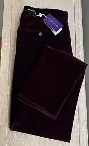 Ralph Lauren Purple Label Gregory Hand-Tailored Velvet Pant 32 Burgundy $695