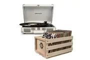 Crosley Cruiser Bluetooth Portable Turntable - White Sands + Bundled Crosley Record Storage Crate