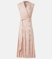 [Loro Piana] Loro Piana Bryce pleated linen midi dress AU 6 pink