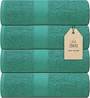 Lenenz Luxury Bath Towels - 4 Pack Ultra Soft and Absorbent Cotton Bath Towels for Bathroom, Spa, and Hotel Use - Quick-Dry and Durable Set 27x54'' (Dark Green)