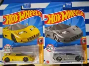 2-2022 Hot Wheels '94 Bugatti EB110 SS Silver and Yellow Versions HW Turbo5/10