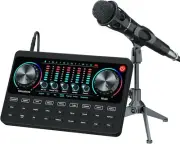 Podcast Equipment Bundle Booth Desk Kit,Studio Condenser Microphone,Sound Card