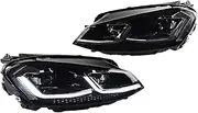 Headlight Compatible For VW Golf 7 MK7 2013-2017 Car LED DRL Hella 5 Xenon Lens Hid H7 Golf 7.5 R LINE Car Accessories(Red line,LEFT AND RIGHT_L-H-D)