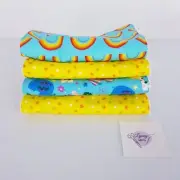 Baby Burp Cloths 4 Pack Blue Yellow Stars Rainbow Toweling Back Handmade New