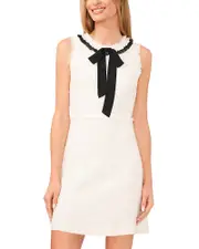 CeCe Contrast Bow Tweed Dress