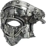 Steampunk Metal Cyborg Masquerade Mask_Half Face Mask_Venetian Masque for Men's Women's Costume, for Halloween Costume/Mardi Gras Ball/Masquerade